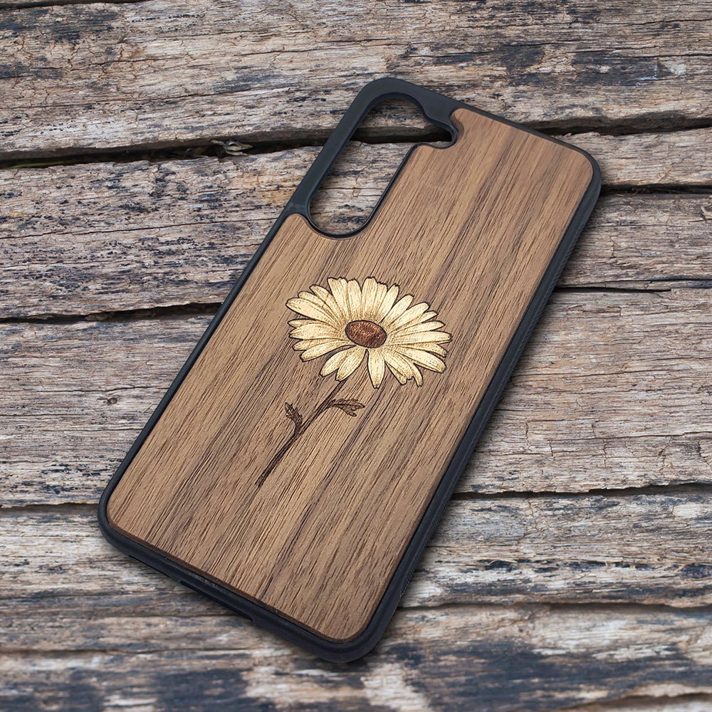 Inlaid Wood Phone Case - Daisy  mozzin