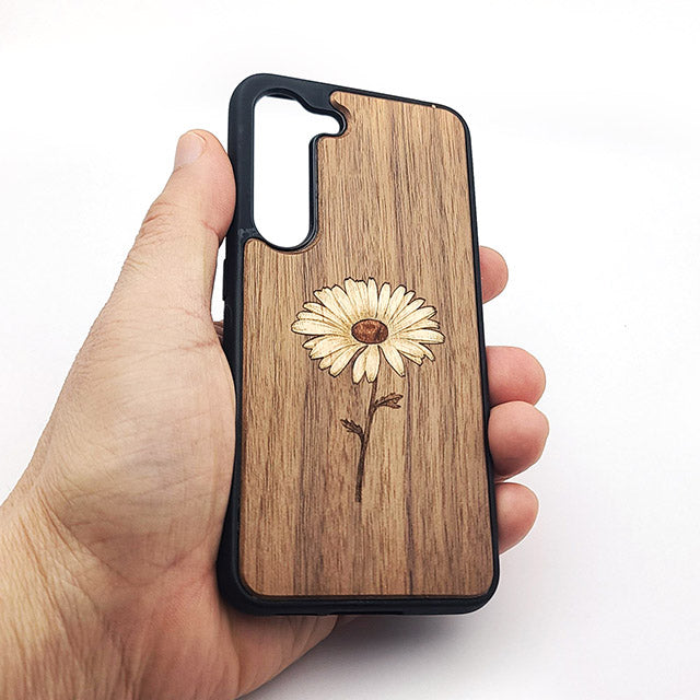 Inlaid Wood Phone Case - Daisy