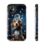 Load image into Gallery viewer, Tough Phone Cases - A Beagle and Snowflakes