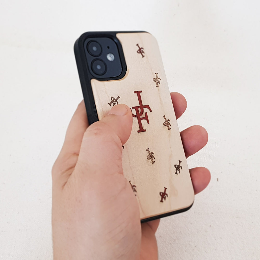 Initial Two Letters - Inlaid Wood Phone Case