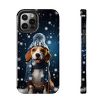 Load image into Gallery viewer, Tough Phone Cases - A Beagle and Snowflakes