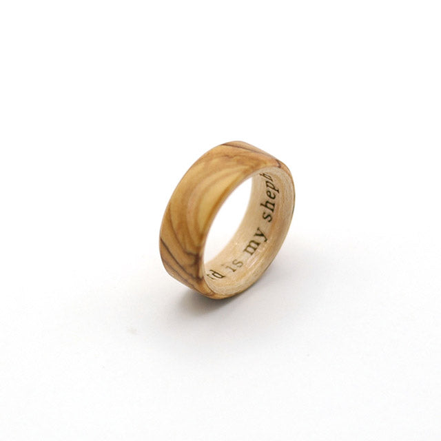 Bethlehem Olive Wood Ring with Bible Verse Engraving