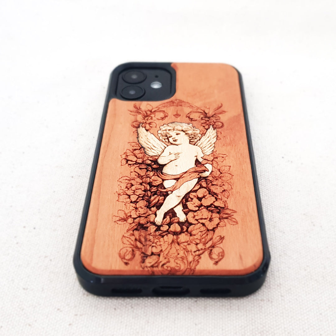 Inlaid Wood Phone Case - Cupid Angel