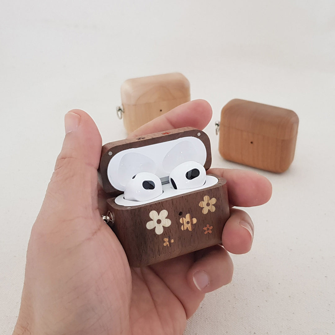 inlaid wooden airpod case