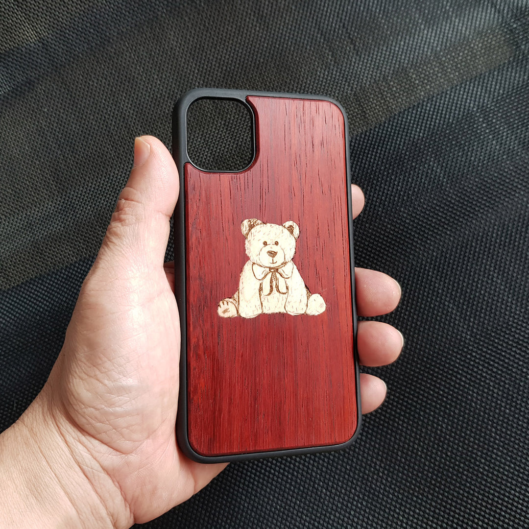 Teddy Bear - Inlaid Wood Phone Case