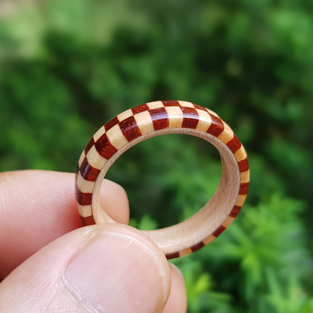Checkered Wood Ring