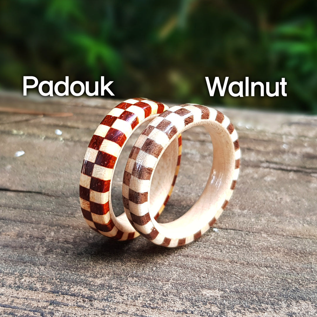Checkered Wood Ring