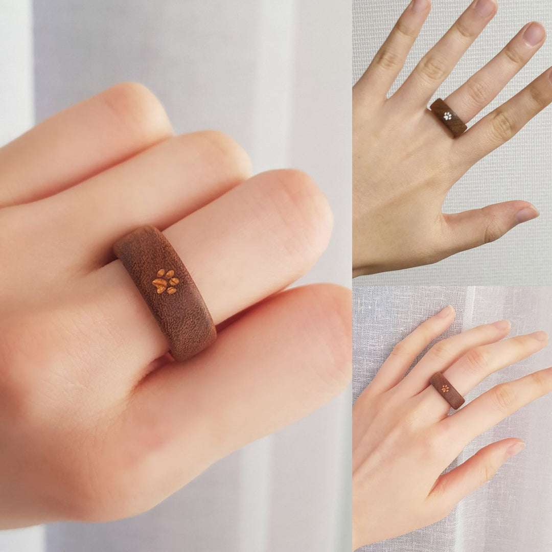 Inlaid Wood Ring - Cat's Paw