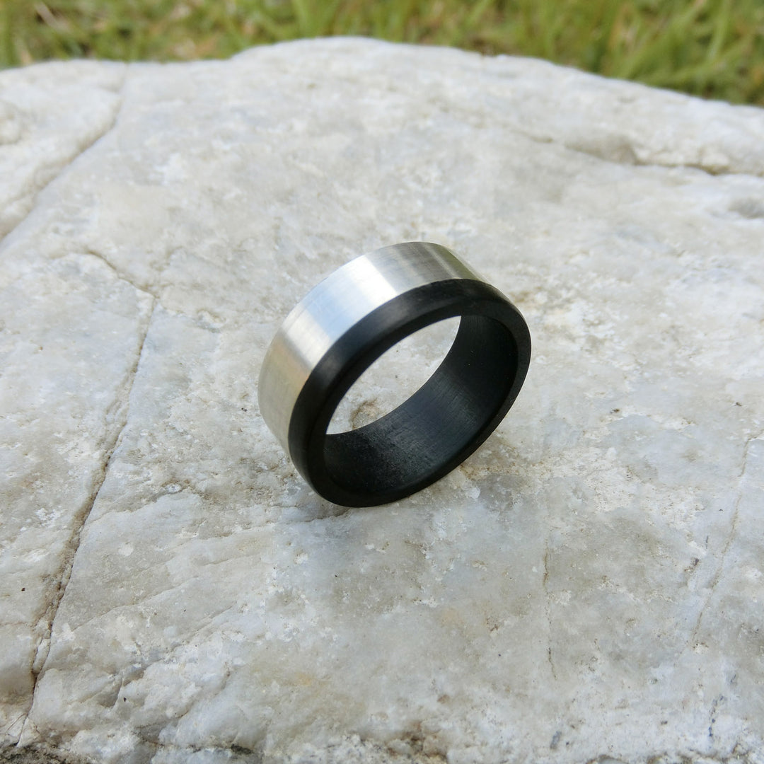 Ebony and Sterling Silver Combined Ring