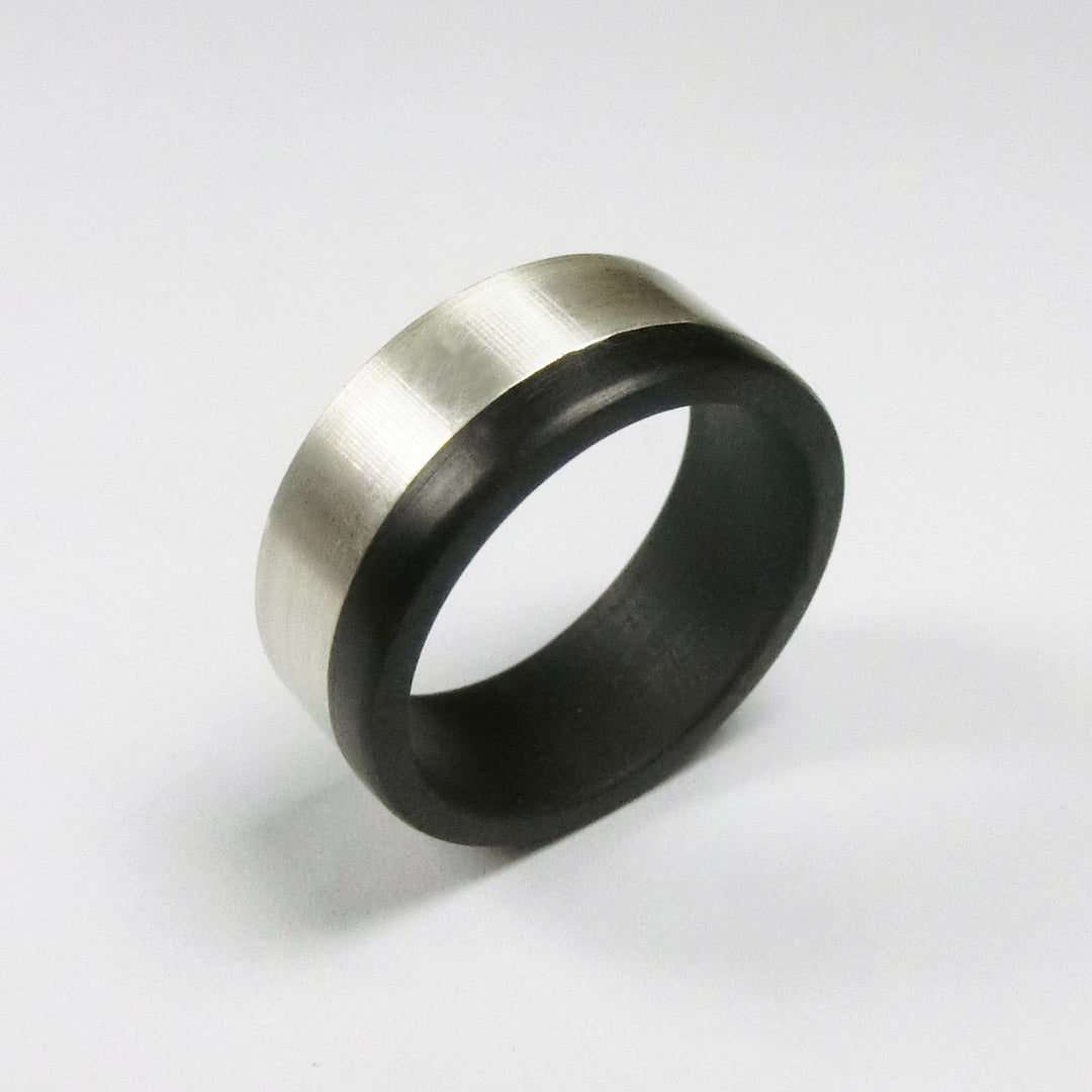 Ebony and Sterling Silver Combined Ring