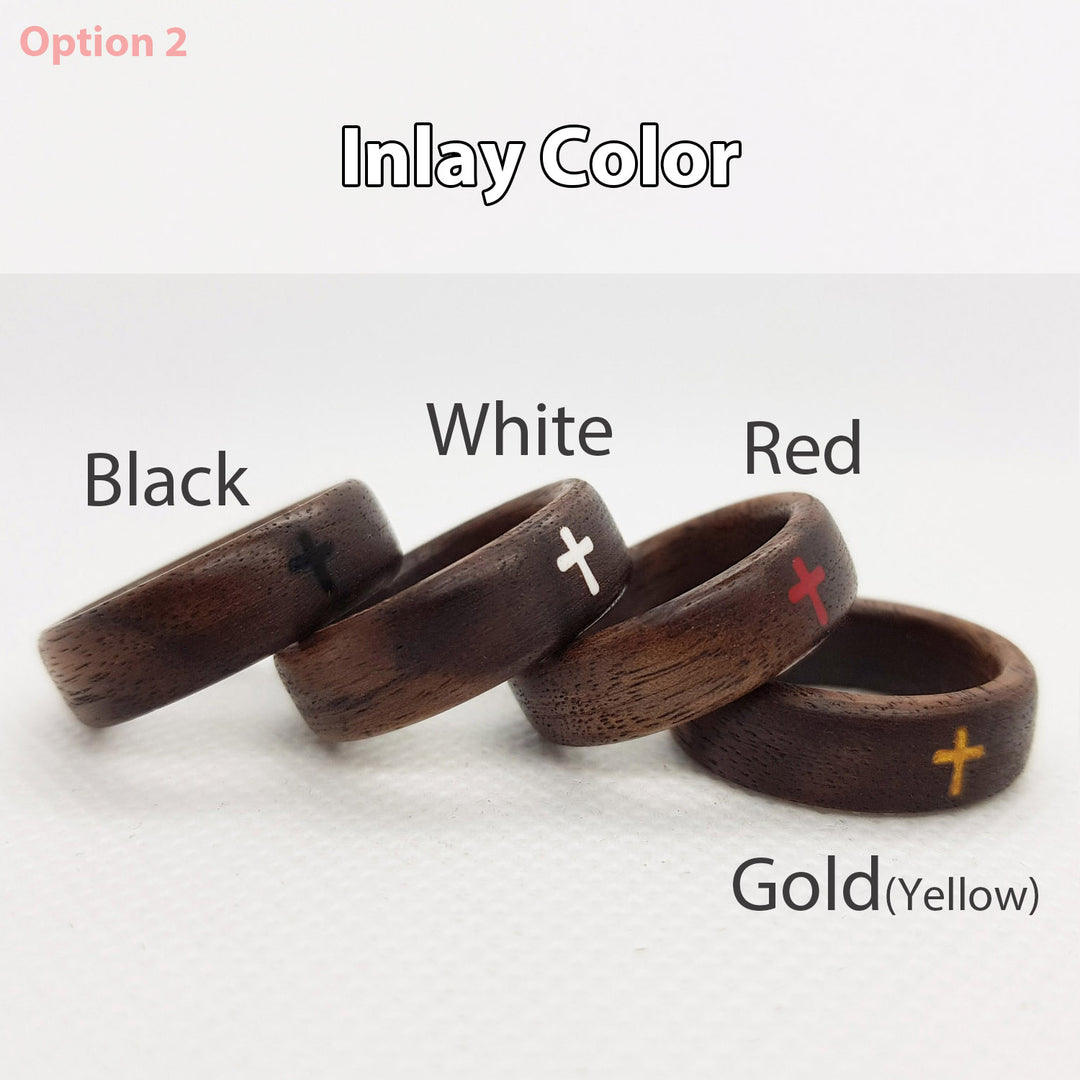 Inlaid Wood Ring - Cross