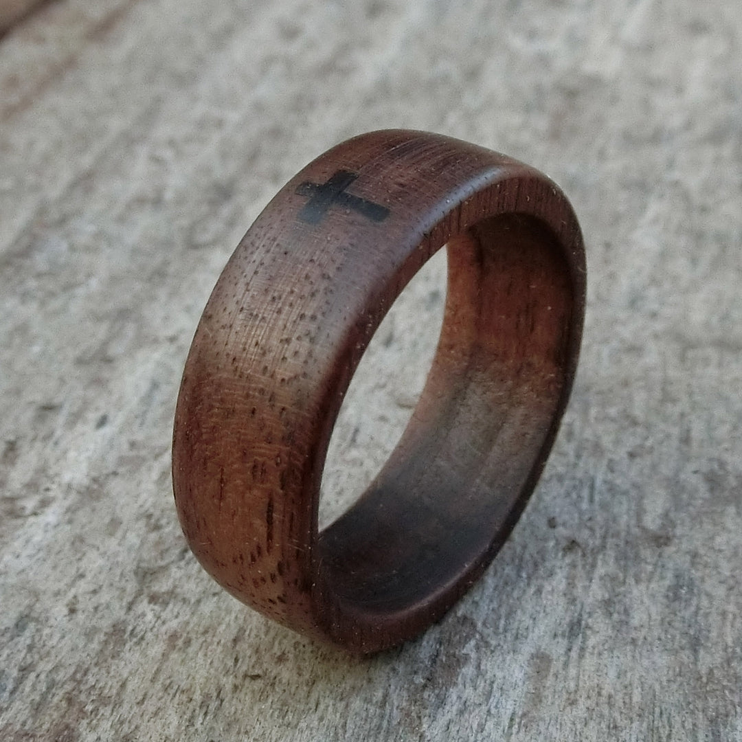 Inlaid Wood Ring - Cross