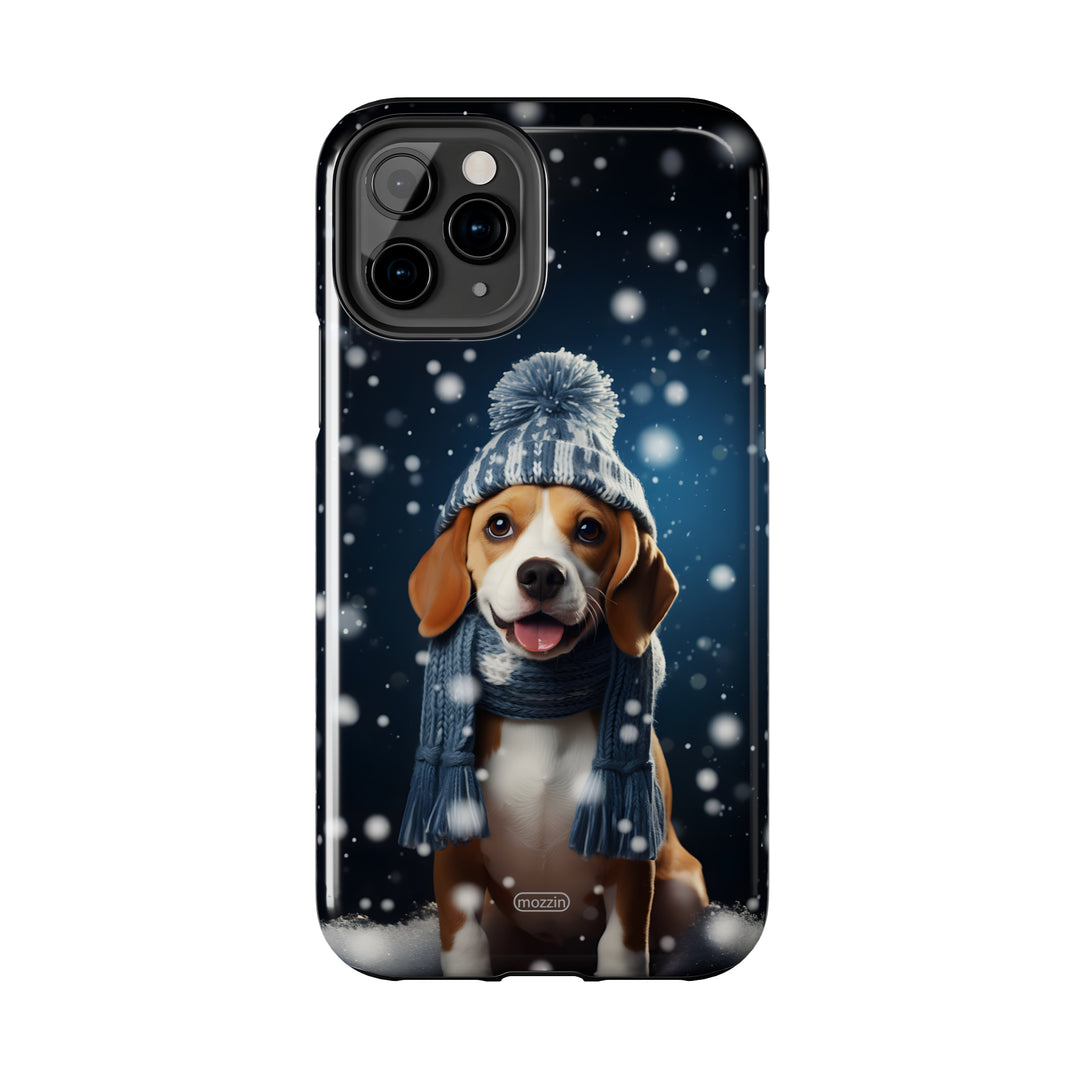 Tough Phone Cases - A Beagle and Snowflakes