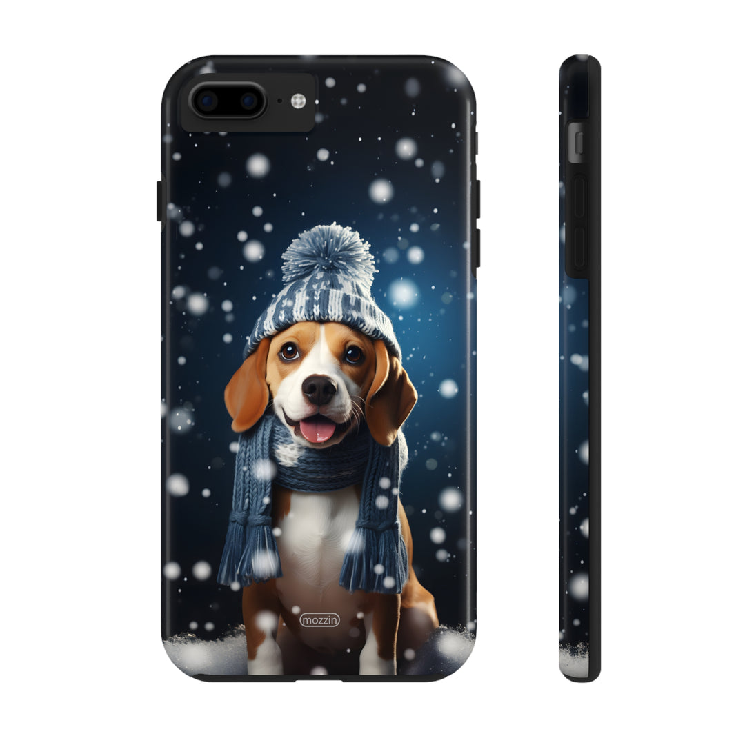 Tough Phone Cases - A Beagle and Snowflakes