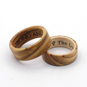 Bethlehem Olive Wood Ring with Bible Verse Engraving