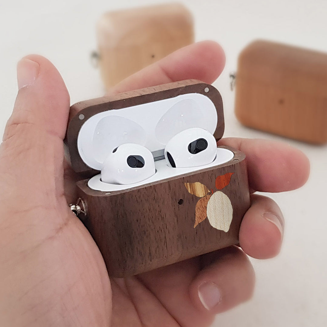 inlaid wooden airpod case