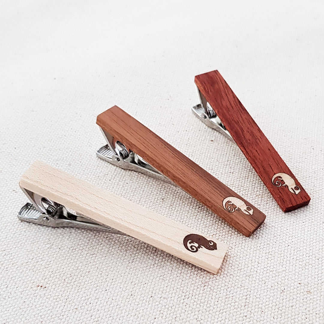 Wooden Tie Clip - Cameleon